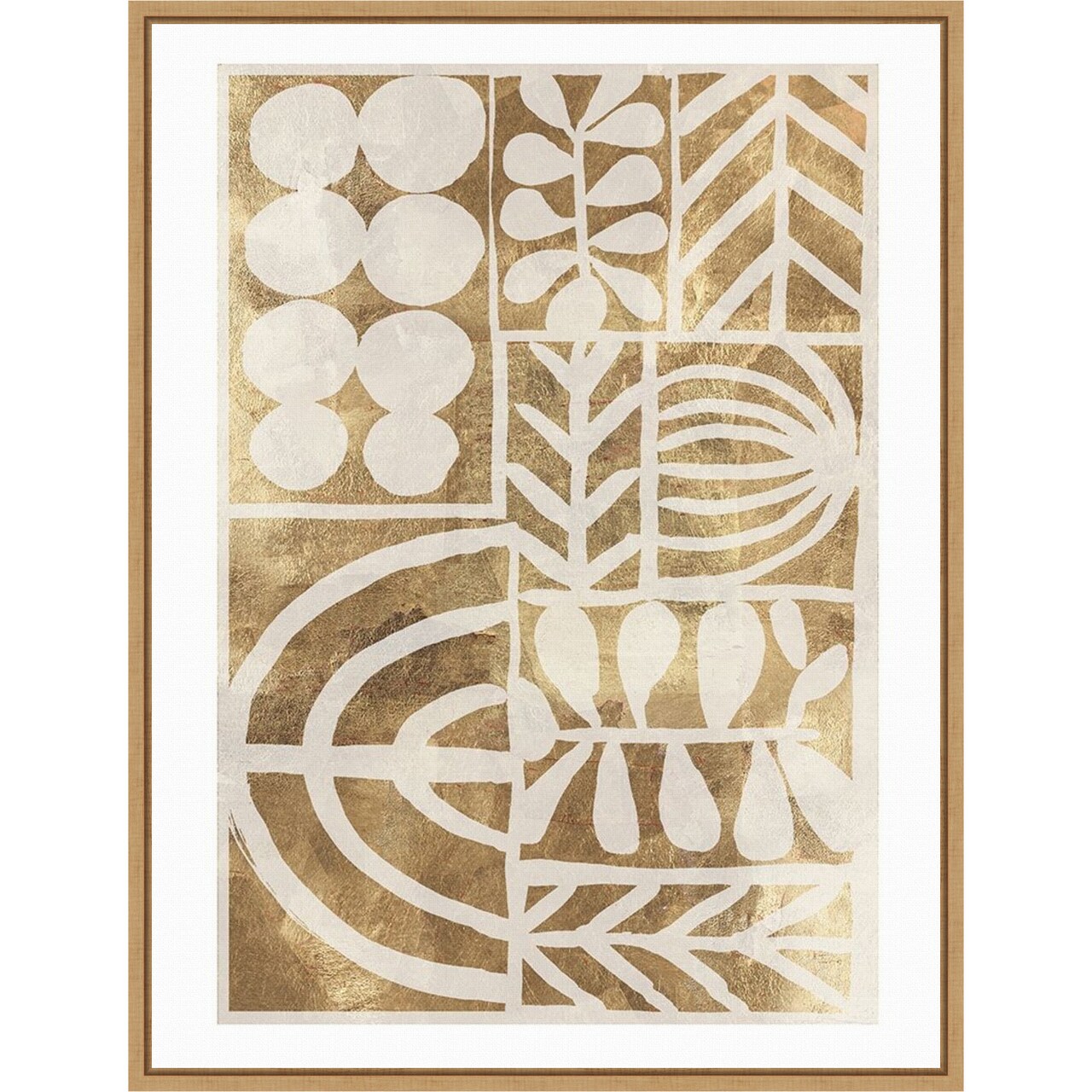 Botanic Print Beige by Tom Reeves 18-in. W x 24-in. H. Canvas Wall Art Print Framed in Natural